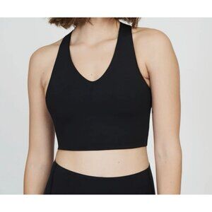 Spanx Longline Medium Impact Sports Bra M Solid Black Racerback 50219R UPF 50+